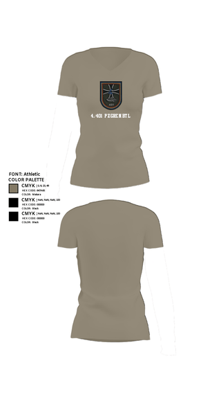 Womens Short Sleeve Vneck Shirt, 4./401 PzGrenBtl, Army, Teamtime, Team time, sublimation, custom sports apparel, team uniforms, spirit wear, spiritwear, sports uniforms, custom shirts, team store, custom team store, fundraiser sports, apparel fundraiser