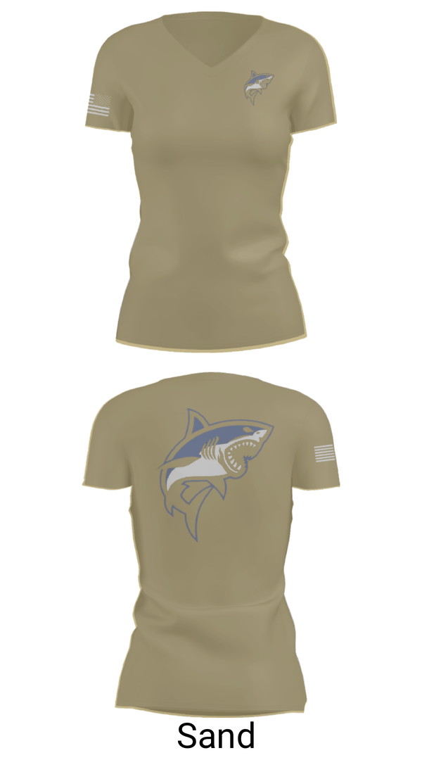 Womens Short Sleeve Vneck Shirt, Great white guns, Marines, Teamtime, Team time, sublimation, custom sports apparel, team uniforms, spirit wear, spiritwear, sports uniforms, custom shirts, team store, custom team store, fundraiser sports, apparel fundraiser