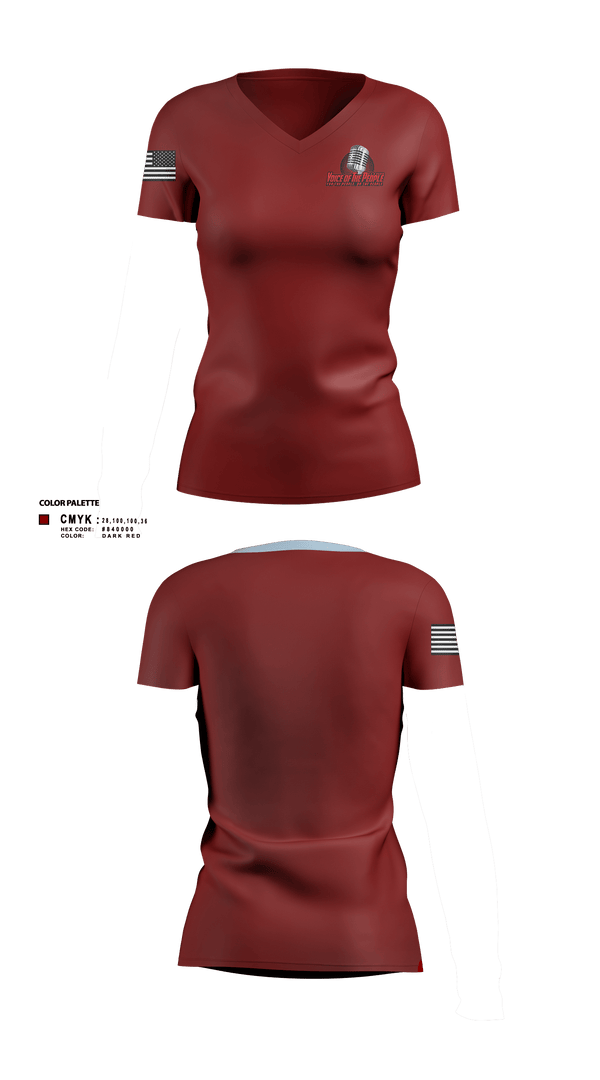 Womens Short Sleeve Vneck Shirt, Voice of The People USA Radio Network, , Teamtime, Team time, sublimation, custom sports apparel, team uniforms, spirit wear, spiritwear, sports uniforms, custom shirts, team store, custom team store, fundraiser sports, apparel fundraiser