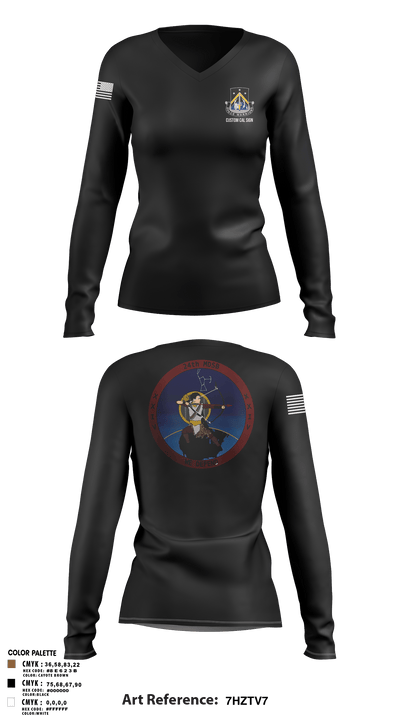 24th MDSB 11455369 Women's Long Sleeve V-neck Shirt - 110