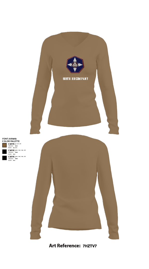 Women's Long Sleeve Vneck Shirt, 909th HR Company, Army, Teamtime, Team time, sublimation, custom sports apparel, team uniforms, spirit wear, spiritwear, sports uniforms, custom shirts, team store, custom team store, fundraiser sports, apparel fundraiser