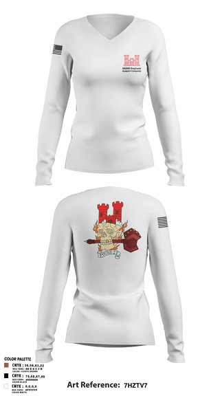 Womens Long Sleeve Vneck Shirt, 642nd Engineer Support Company642ND Engineer Support Company, Army, Teamtime, Team time, sublimation, custom sports apparel, team uniforms, spirit wear, spiritwear, sports uniforms, custom shirts, team store, custom team store, fundraiser sports, apparel fundraiser