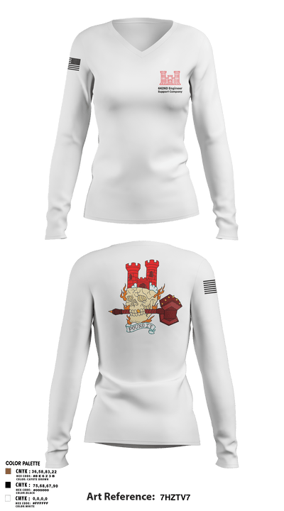 642nd Engineer Support Company 94077997 Women's Long Sleeve V-neck Shirt - 2