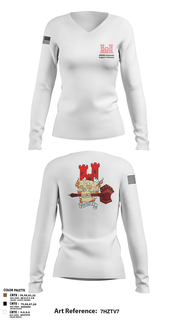 Womens Long Sleeve Vneck Shirt, 642nd Engineer Support Company642ND Engineer Support Company, Army, Teamtime, Team time, sublimation, custom sports apparel, team uniforms, spirit wear, spiritwear, sports uniforms, custom shirts, team store, custom team store, fundraiser sports, apparel fundraiser