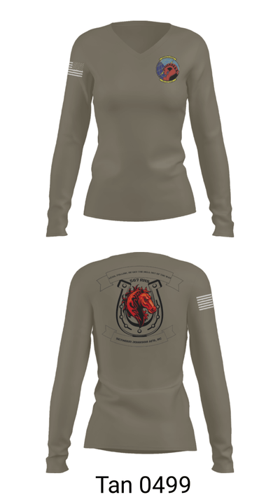 567 red horse 59779308 Women's Long Sleeve V-neck Shirt - 39