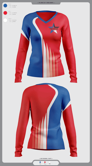 Womens Long Sleeve Vneck Shirt, Georgetown Texans, , Teamtime, Team time, sublimation, custom sports apparel, team uniforms, spirit wear, spiritwear, sports uniforms, custom shirts, team store, custom team store, fundraiser sports, apparel fundraiser