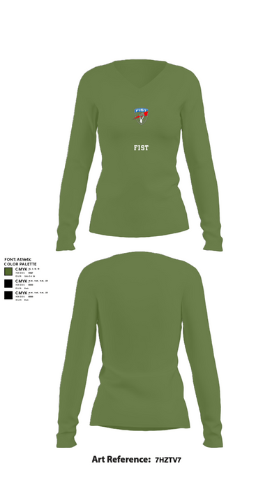 FiST 23461966 Women's Long Sleeve V-neck Shirt - 42