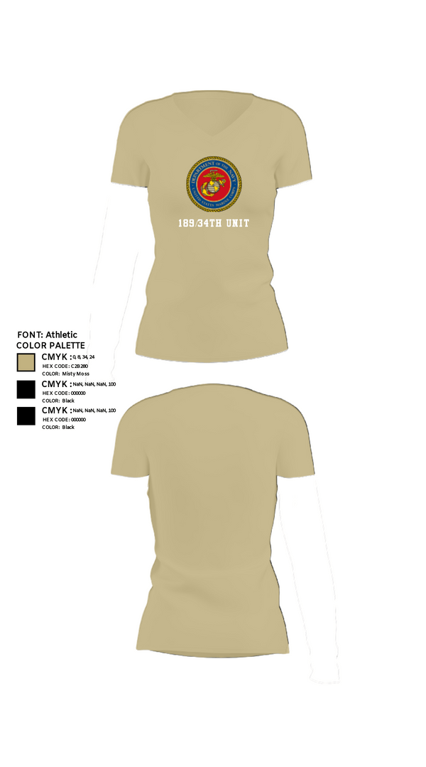 Women's Short Sleeve Vneck Shirt, 189/34th unit, Marines, Teamtime, Team time, sublimation, custom sports apparel, team uniforms, spirit wear, spiritwear, sports uniforms, custom shirts, team store, custom team store, fundraiser sports, apparel fundraiser