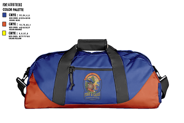 Duffle Bag, The Maine Youth Fish and Game Association, Spirit Store, Teamtime, Team time, sublimation, custom sports apparel, team uniforms, spirit wear, spiritwear, sports uniforms, custom shirts, team store, custom team store, fundraiser sports, apparel fundraiser