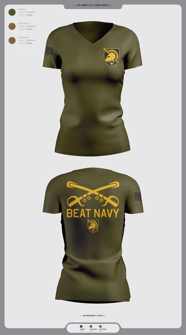 Womens Short Sleeve Vneck Shirt, HORNET BATTALION, Army, Teamtime, Team time, sublimation, custom sports apparel, team uniforms, spirit wear, spiritwear, sports uniforms, custom shirts, team store, custom team store, fundraiser sports, apparel fundraiser