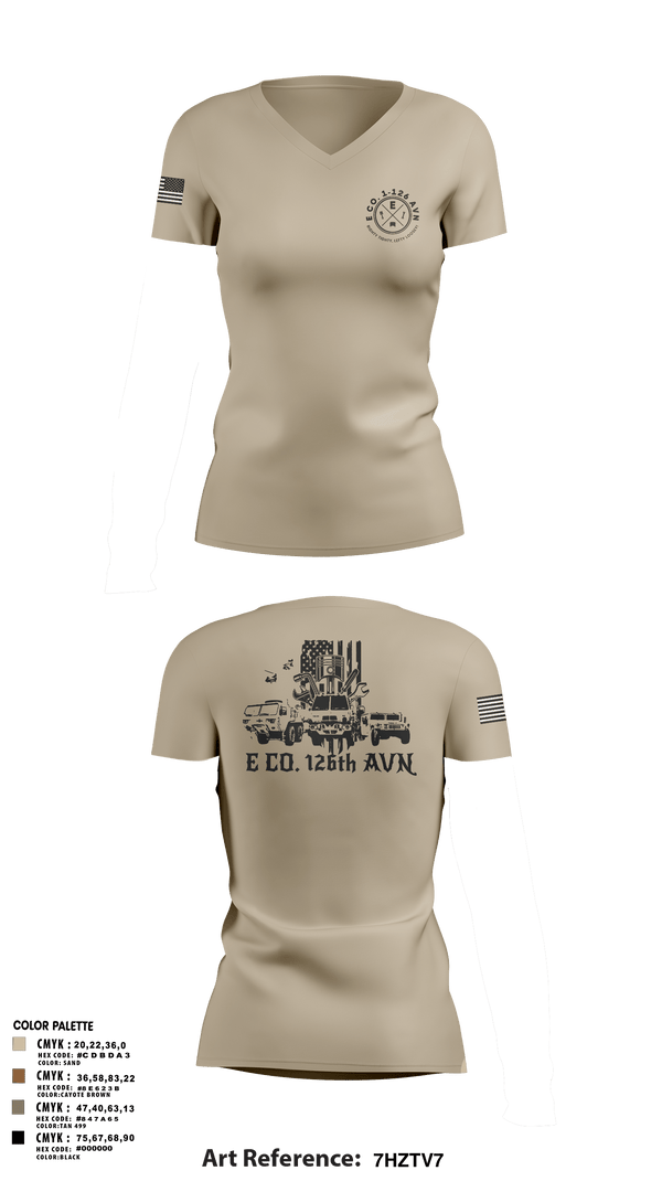 Womens Short Sleeve Vneck Shirt, B Co. 1-126AVN, Army, Teamtime, Team time, sublimation, custom sports apparel, team uniforms, spirit wear, spiritwear, sports uniforms, custom shirts, team store, custom team store, fundraiser sports, apparel fundraiser