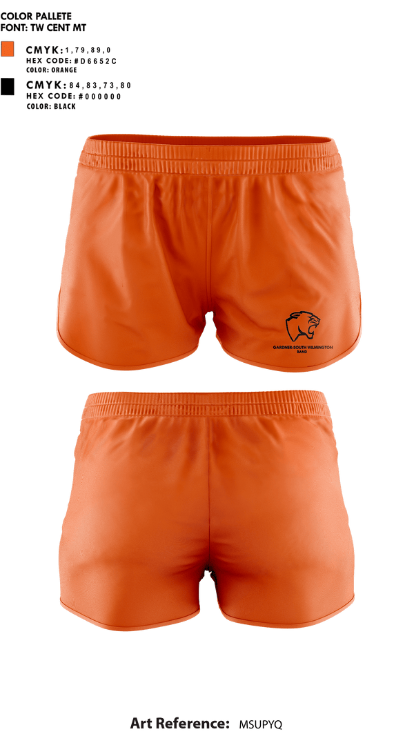 Womens Shorts, Gardner-South Wilmington High School Band, Spirit Store, Teamtime, Team time, sublimation, custom sports apparel, team uniforms, spirit wear, spiritwear, sports uniforms, custom shirts, team store, custom team store, fundraiser sports, apparel fundraiser