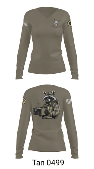 Womens Long Sleeve Vneck Shirt, Node 66216 Bandwidth Bandits, Army, Teamtime, Team time, sublimation, custom sports apparel, team uniforms, spirit wear, spiritwear, sports uniforms, custom shirts, team store, custom team store, fundraiser sports, apparel fundraiser