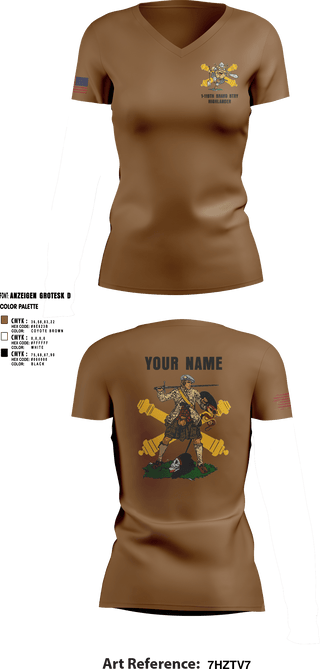Women's Short Sleeve Vneck Shirt, Bravo 1-119th FA, , Teamtime, Team time, sublimation, custom sports apparel, team uniforms, spirit wear, spiritwear, sports uniforms, custom shirts, team store, custom team store, fundraiser sports, apparel fundraiser