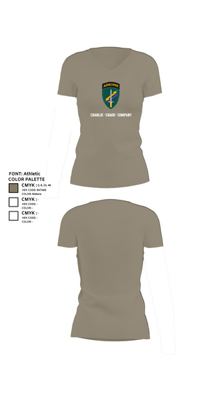 Womens Short Sleeve Vneck Shirt, Charlie “Chaos” Company, , Teamtime, Team time, sublimation, custom sports apparel, team uniforms, spirit wear, spiritwear, sports uniforms, custom shirts, team store, custom team store, fundraiser sports, apparel fundraiser