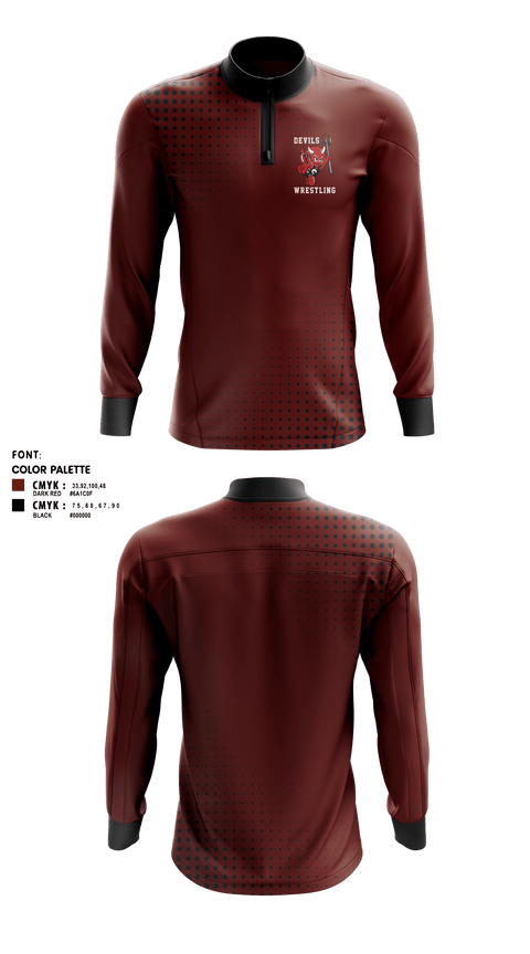 Quarter Zip Jacket, Devils, Wrestling, Teamtime, Team time, sublimation, custom sports apparel, team uniforms, spirit wear, spiritwear, sports uniforms, custom shirts, team store, custom team store, fundraiser sports, apparel fundraiser