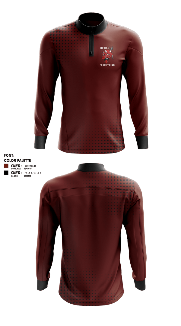 Quarter Zip Jacket, Devils, Wrestling, Teamtime, Team time, sublimation, custom sports apparel, team uniforms, spirit wear, spiritwear, sports uniforms, custom shirts, team store, custom team store, fundraiser sports, apparel fundraiser