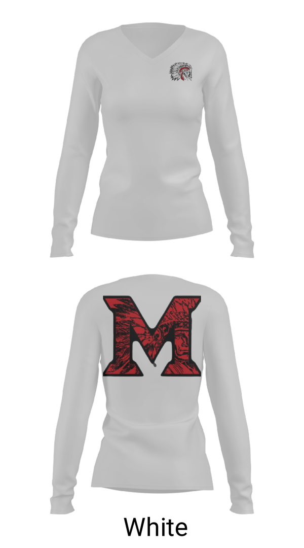 Womens Long Sleeve Vneck Shirt, Mcloud High School Cheer, Cheer, Teamtime, Team time, sublimation, custom sports apparel, team uniforms, spirit wear, spiritwear, sports uniforms, custom shirts, team store, custom team store, fundraiser sports, apparel fundraiser