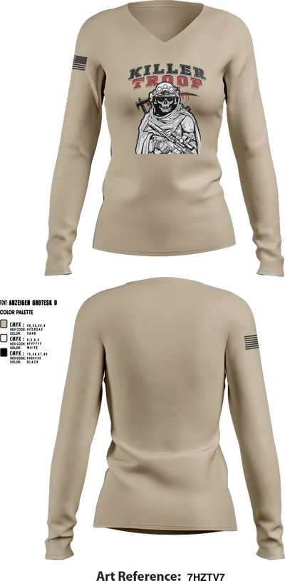 3/2CR Killer Troop 6220684 Women's Long Sleeve V-neck Shirt - 1