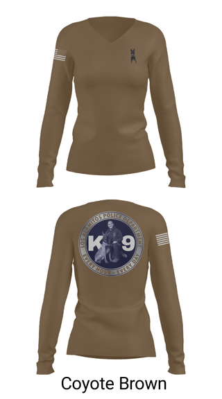 Women's Long Sleeve Vneck Shirt, Los Alamitos Police K9, Police, Teamtime, Team time, sublimation, custom sports apparel, team uniforms, spirit wear, spiritwear, sports uniforms, custom shirts, team store, custom team store, fundraiser sports, apparel fundraiser