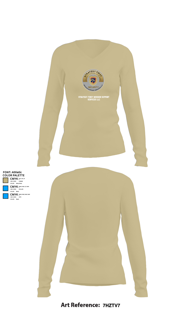 Womens Long Sleeve Vneck Shirt, Strategy First Mission Support Services LLC, , Teamtime, Team time, sublimation, custom sports apparel, team uniforms, spirit wear, spiritwear, sports uniforms, custom shirts, team store, custom team store, fundraiser sports, apparel fundraiser