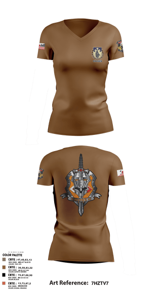 Women's Short Sleeve Vneck Shirt, C-Co 602D ASB, Army, Teamtime, Team time, sublimation, custom sports apparel, team uniforms, spirit wear, spiritwear, sports uniforms, custom shirts, team store, custom team store, fundraiser sports, apparel fundraiser