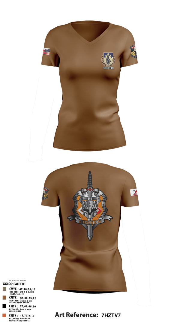 Women's Short Sleeve Vneck Shirt, C-Co 602D ASB, Army, Teamtime, Team time, sublimation, custom sports apparel, team uniforms, spirit wear, spiritwear, sports uniforms, custom shirts, team store, custom team store, fundraiser sports, apparel fundraiser