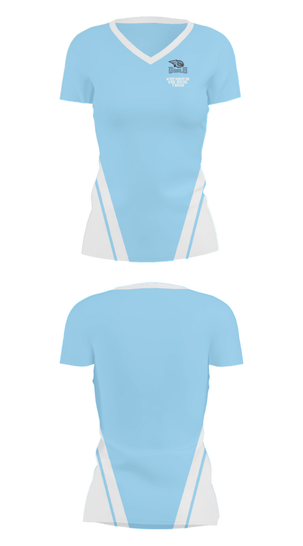 Women's Short Sleeve Vneck Shirt, Westminster High School Tennis, Tennis, Teamtime, Team time, sublimation, custom sports apparel, team uniforms, spirit wear, spiritwear, sports uniforms, custom shirts, team store, custom team store, fundraiser sports, apparel fundraiser