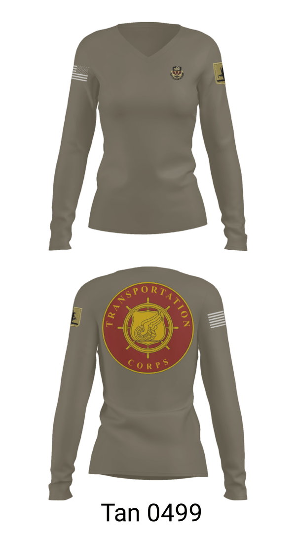Women's Long Sleeve Vneck Shirt, 189th Transportation Company, , Teamtime, Team time, sublimation, custom sports apparel, team uniforms, spirit wear, spiritwear, sports uniforms, custom shirts, team store, custom team store, fundraiser sports, apparel fundraiser
