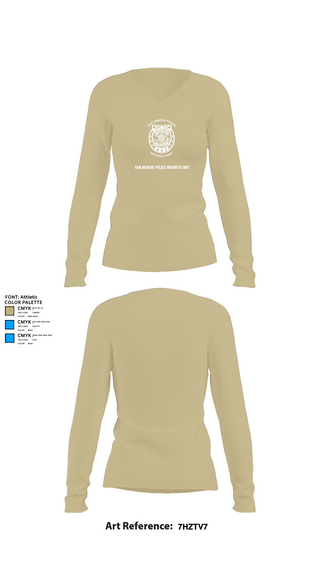 Womens Long Sleeve Vneck Shirt, San Marcos Police Mounted Unit, , Teamtime, Team time, sublimation, custom sports apparel, team uniforms, spirit wear, spiritwear, sports uniforms, custom shirts, team store, custom team store, fundraiser sports, apparel fundraiser
