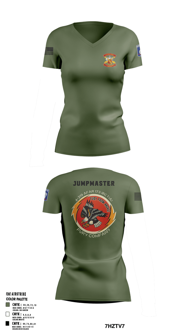 Womens Short Sleeve Vneck Shirt, FCO 4-319 AFAR, 173 IBCT(A), Army, Teamtime, Team time, sublimation, custom sports apparel, team uniforms, spirit wear, spiritwear, sports uniforms, custom shirts, team store, custom team store, fundraiser sports, apparel fundraiser