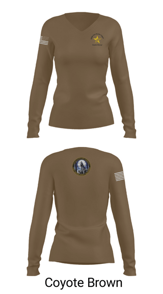 Women's Long Sleeve Vneck Shirt, USAG Fort Hunter Liggett, Army, Teamtime, Team time, sublimation, custom sports apparel, team uniforms, spirit wear, spiritwear, sports uniforms, custom shirts, team store, custom team store, fundraiser sports, apparel fundraiser