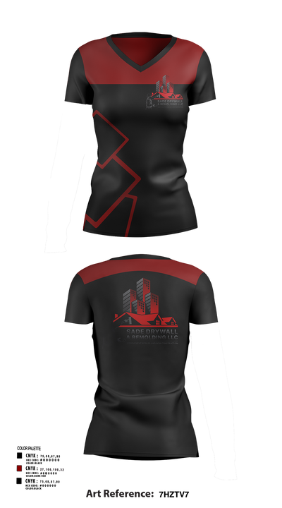 Sadedrywall & remolding llc 33909417 Women's Short Sleeve V-neck Shirt - 117