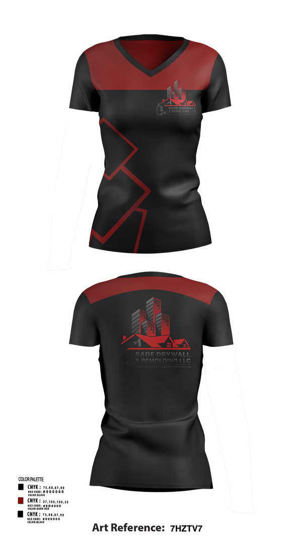 Womens Short Sleeve Vneck Shirt, Sadedrywall & remolding llc, , Teamtime, Team time, sublimation, custom sports apparel, team uniforms, spirit wear, spiritwear, sports uniforms, custom shirts, team store, custom team store, fundraiser sports, apparel fundraiser