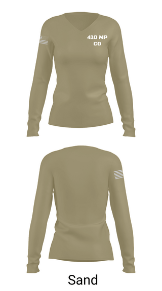 Womens Long Sleeve Vneck Shirt 1, 410 MP CO, Army, Teamtime, Team time, sublimation, custom sports apparel, team uniforms, spirit wear, spiritwear, sports uniforms, custom shirts, team store, custom team store, fundraiser sports, apparel fundraiser