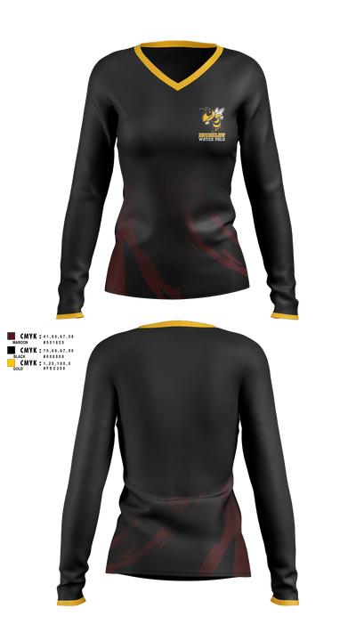 Enumclaw High School Water Polo 63753574 Women's Long Sleeve V-neck Shirt -1 1