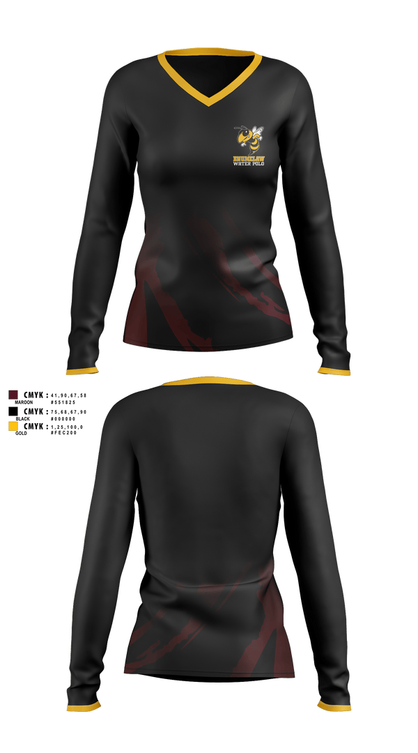 Womens Long Sleeve Vneck Shirt 1, Enumclaw High School Water Polo, Water Polo, Teamtime, Team time, sublimation, custom sports apparel, team uniforms, spirit wear, spiritwear, sports uniforms, custom shirts, team store, custom team store, fundraiser sports, apparel fundraiser