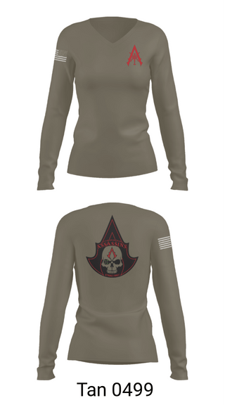 Women's Long Sleeve Vneck Shirt, A Co. 1-3 AB, Army, Teamtime, Team time, sublimation, custom sports apparel, team uniforms, spirit wear, spiritwear, sports uniforms, custom shirts, team store, custom team store, fundraiser sports, apparel fundraiser
