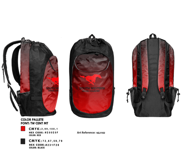 Gear Bag, South Western Senior High School Cross Country, Cross Country, Teamtime, Team time, sublimation, custom sports apparel, team uniforms, spirit wear, spiritwear, sports uniforms, custom shirts, team store, custom team store, fundraiser sports, apparel fundraiser