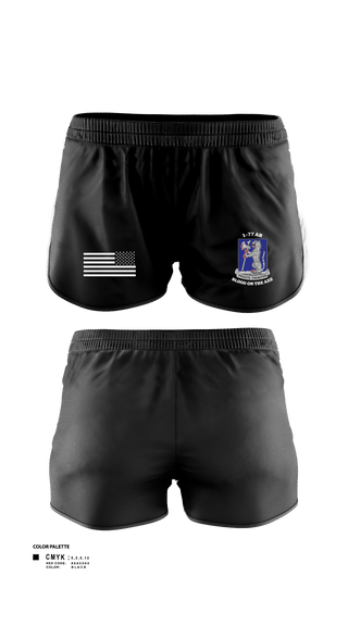 Womens Shorts, 1-77 AR A Co., Army, Teamtime, Team time, sublimation, custom sports apparel, team uniforms, spirit wear, spiritwear, sports uniforms, custom shirts, team store, custom team store, fundraiser sports, apparel fundraiser