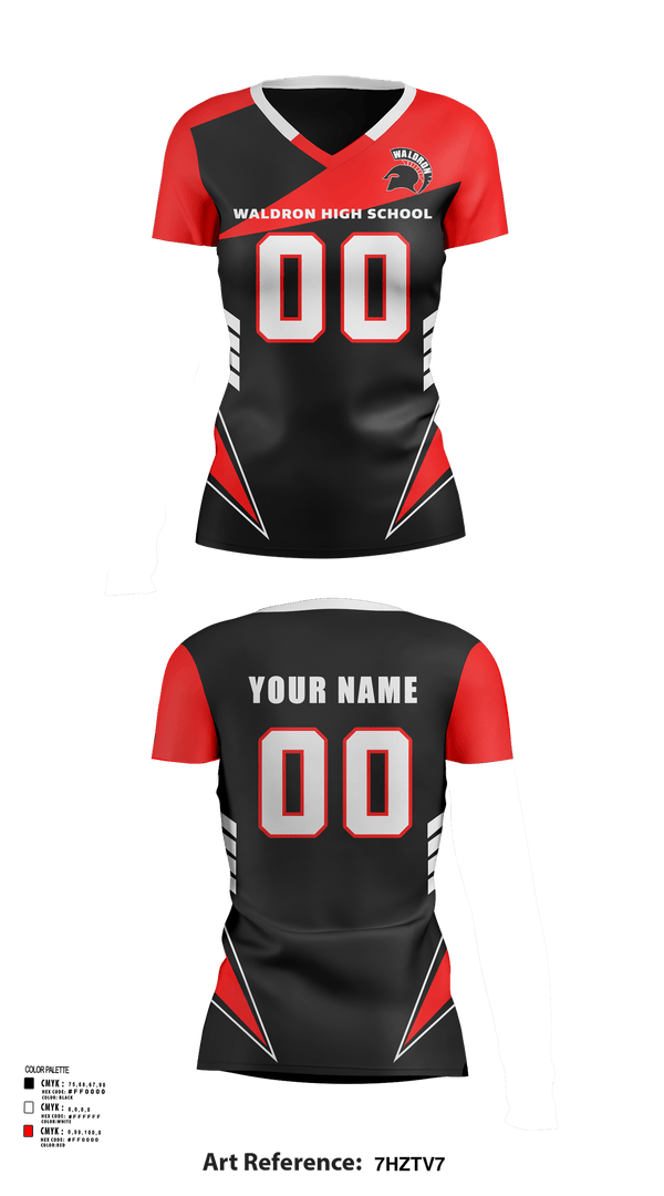 Women's Short Sleeve Vneck Shirt, Waldron High School Volleyball, Women's Volleyball, Teamtime, Team time, sublimation, custom sports apparel, team uniforms, spirit wear, spiritwear, sports uniforms, custom shirts, team store, custom team store, fundraiser sports, apparel fundraiser
