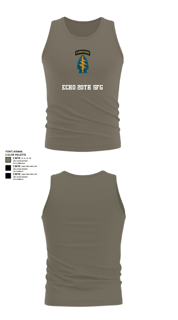 Tank Top, Echo 20th SFG, National Guard, Teamtime, Team time, sublimation, custom sports apparel, team uniforms, spirit wear, spiritwear, sports uniforms, custom shirts, team store, custom team store, fundraiser sports, apparel fundraiser