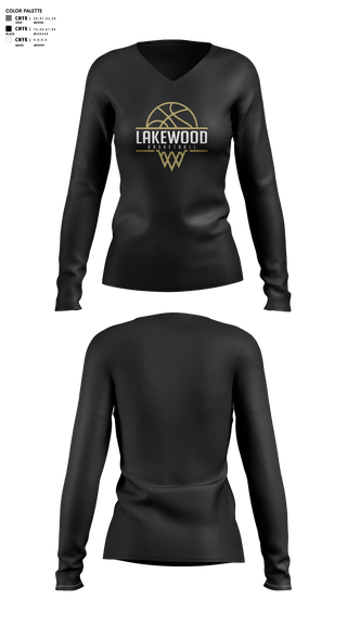 Womens Long Sleeve Vneck Shirt, Lakewood High School Bsketball, Women's Basketball, Teamtime, Team time, sublimation, custom sports apparel, team uniforms, spirit wear, spiritwear, sports uniforms, custom shirts, team store, custom team store, fundraiser sports, apparel fundraiser