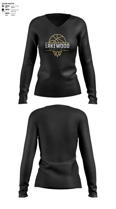 Lakewood High School Bsketball 90891143 Women's Long Sleeve V-neck Shirt - 2