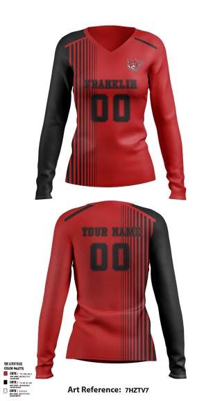 Women's Long Sleeve Vneck Shirt, Franklin Senior High School Volleyball, Women's Volleyball, Teamtime, Team time, sublimation, custom sports apparel, team uniforms, spirit wear, spiritwear, sports uniforms, custom shirts, team store, custom team store, fundraiser sports, apparel fundraiser