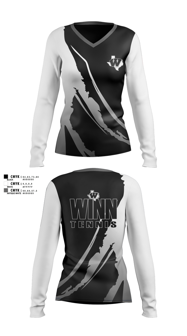 Womens Long Sleeve Vneck Shirt, Mavericks, Tennis, Teamtime, Team time, sublimation, custom sports apparel, team uniforms, spirit wear, spiritwear, sports uniforms, custom shirts, team store, custom team store, fundraiser sports, apparel fundraiser