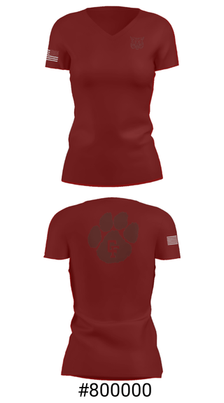 Women's Short Sleeve Vneck Shirt, Cy-Fair High School Track, Track & Field, Teamtime, Team time, sublimation, custom sports apparel, team uniforms, spirit wear, spiritwear, sports uniforms, custom shirts, team store, custom team store, fundraiser sports, apparel fundraiser