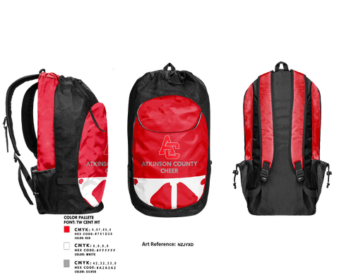Gear Bag, Atkinson County High School Cheer, Cheer, Teamtime, Team time, sublimation, custom sports apparel, team uniforms, spirit wear, spiritwear, sports uniforms, custom shirts, team store, custom team store, fundraiser sports, apparel fundraiser