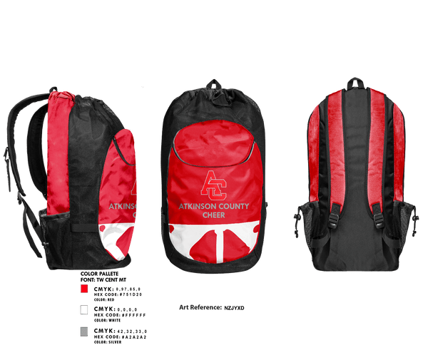 Gear Bag, Atkinson County High School Cheer, Cheer, Teamtime, Team time, sublimation, custom sports apparel, team uniforms, spirit wear, spiritwear, sports uniforms, custom shirts, team store, custom team store, fundraiser sports, apparel fundraiser