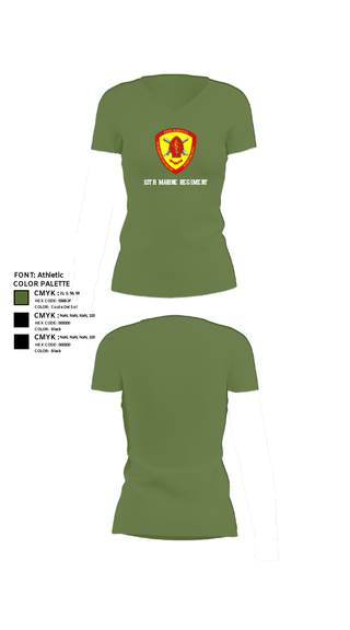 Women's Short Sleeve Vneck Shirt, 10th Marine Regiment, Marines, Teamtime, Team time, sublimation, custom sports apparel, team uniforms, spirit wear, spiritwear, sports uniforms, custom shirts, team store, custom team store, fundraiser sports, apparel fundraiser